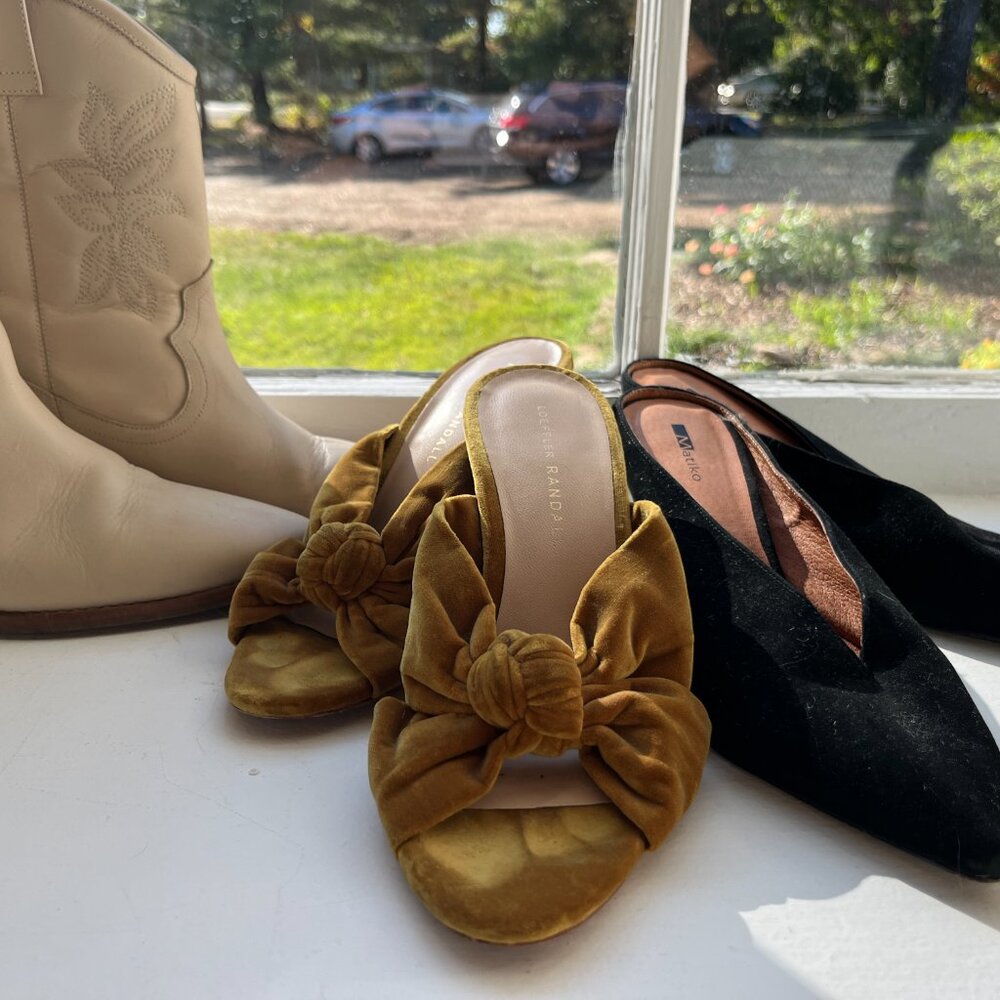 LOEFFLER RANDALL - US 7.5 - Suede Olive Heels - $50